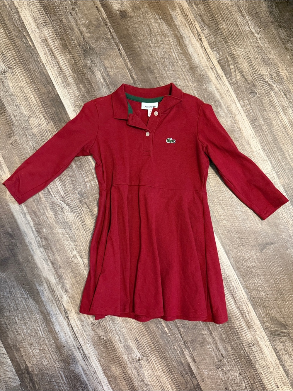 Lacoste Girls Red Long-Sleeve Polo Dress